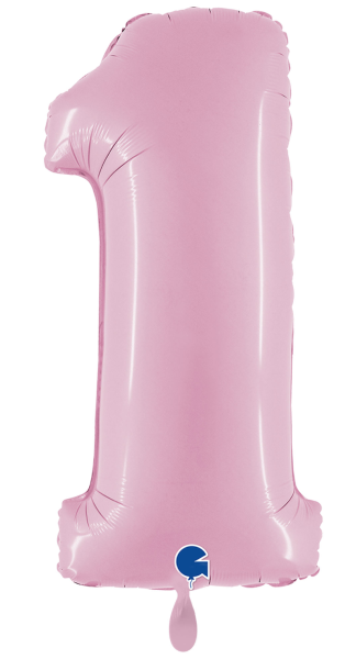 Folienballon - Zahl 1: Pastellrosa - ø 102cm